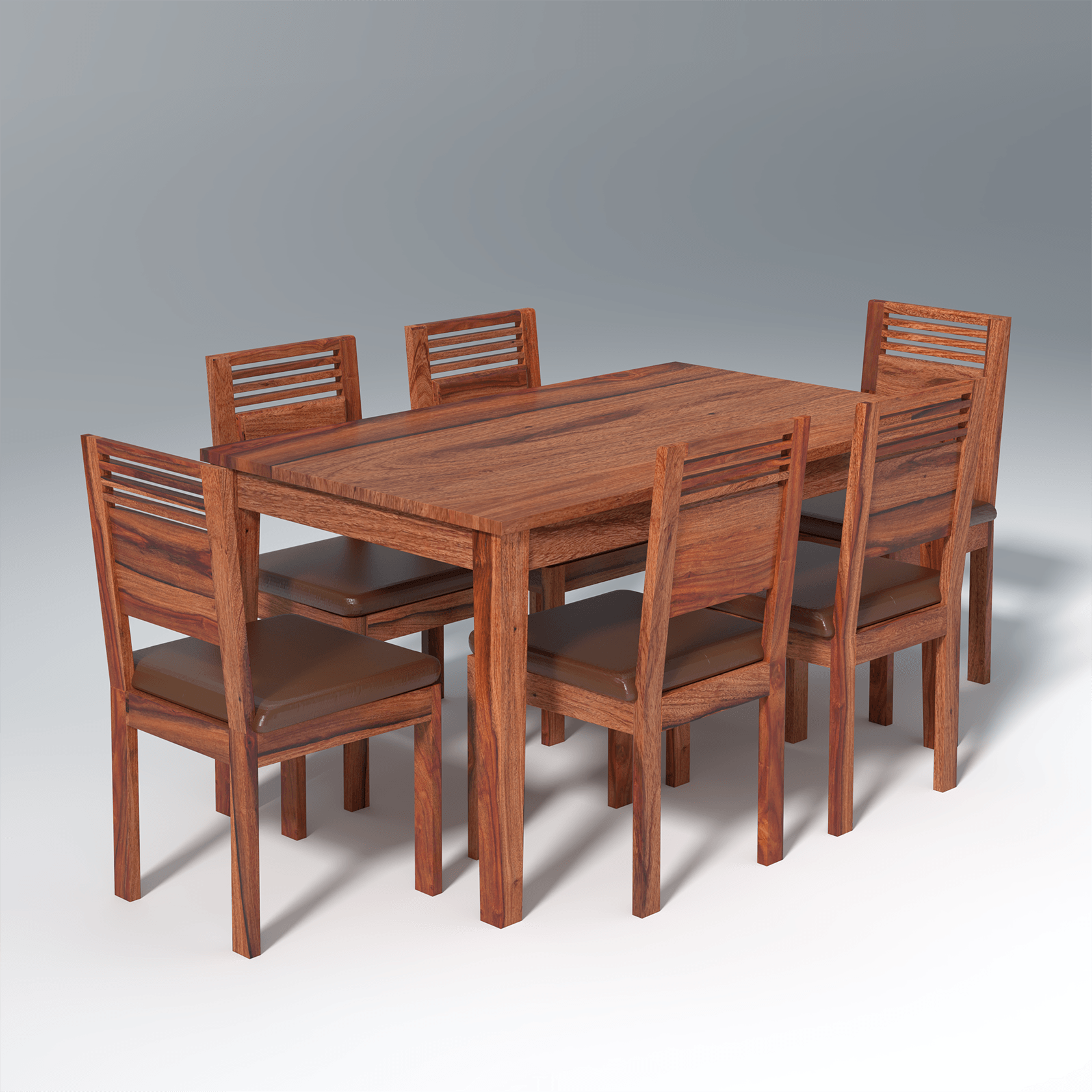 Velour Sheesham wood dining set in Reddish walnut Color with 6 Seating - Ouch Cart 