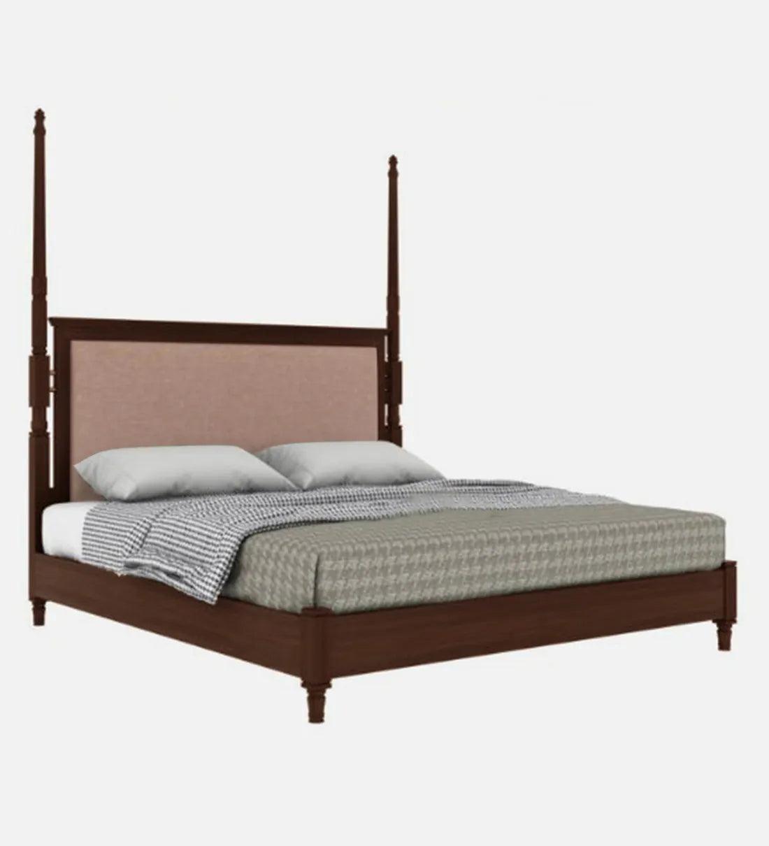 Oreal Solid Wood King Size Bed in Tubbaq Finish