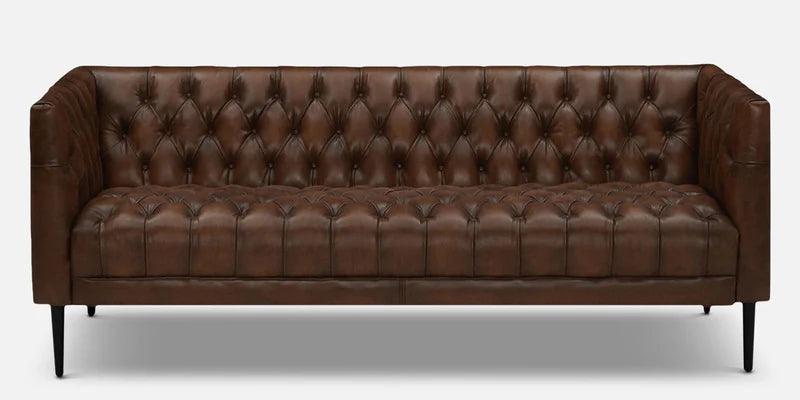 Leatherette 3 Seater Sofa In Brown Colour - Ouch Cart 