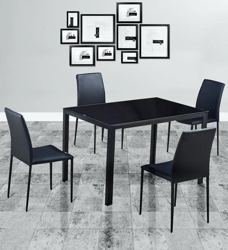 4 Seater Dining Set in Black Colour - Ouch Cart 