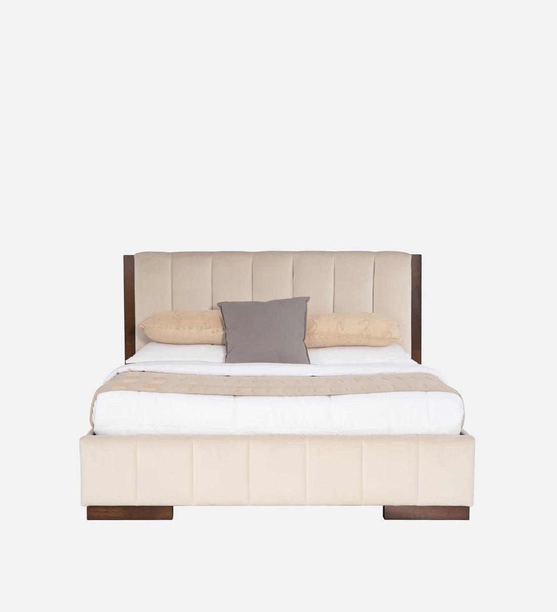 Fabric King Size Bed in Cream Colour - Ouch Cart 