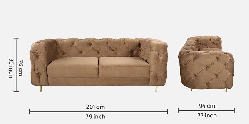 Velvet Fabric 2 Seater Sofa In Brown Colour - Ouch Cart 