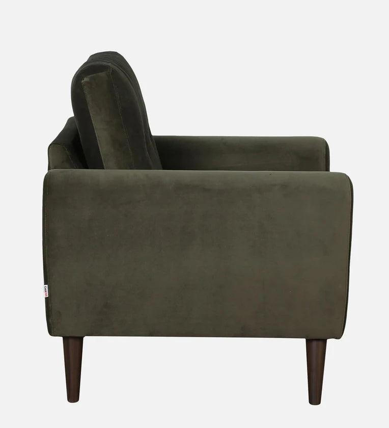 Velvet 1 Seater Sofa In Dark Olive Colour - Ouch Cart 