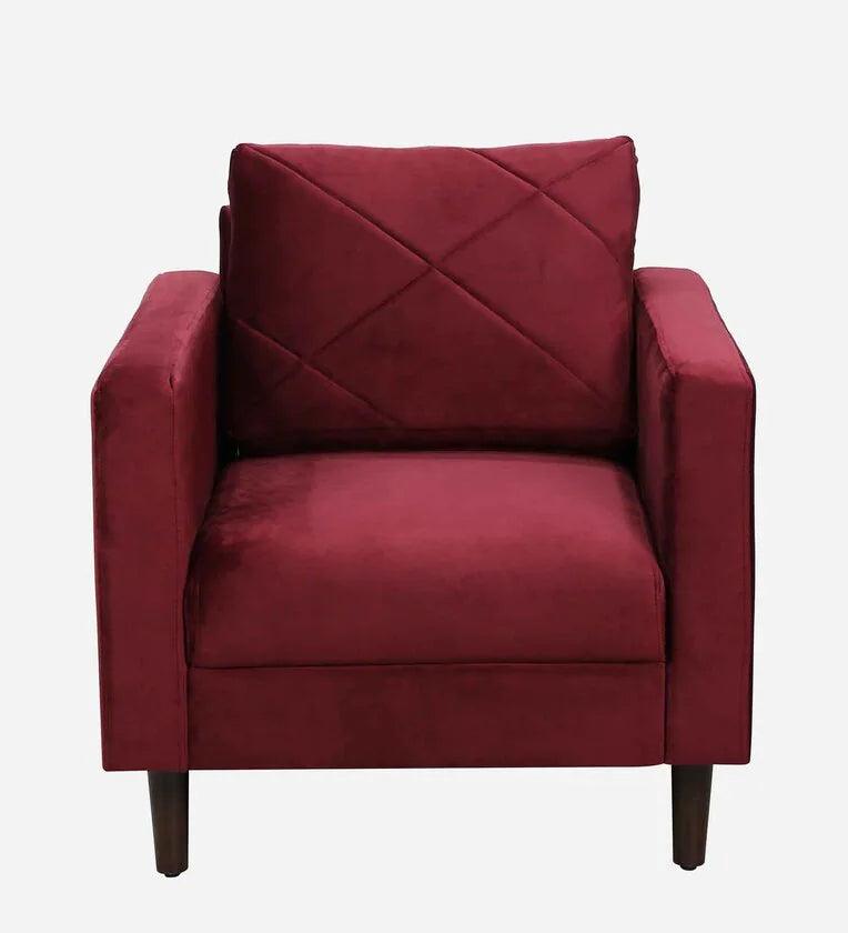 Velvet 1 Seater Sofa In Berry Red Colour - Ouch Cart 