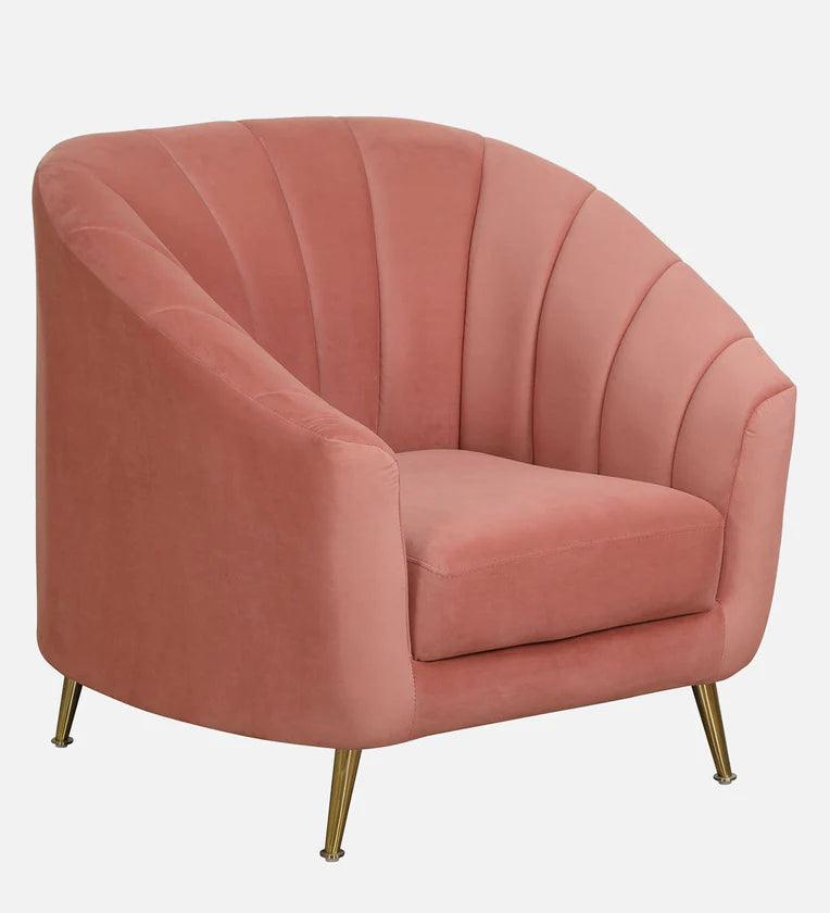 Velvet 1 Seater Sofa In Blush Pink Colour - Ouch Cart 