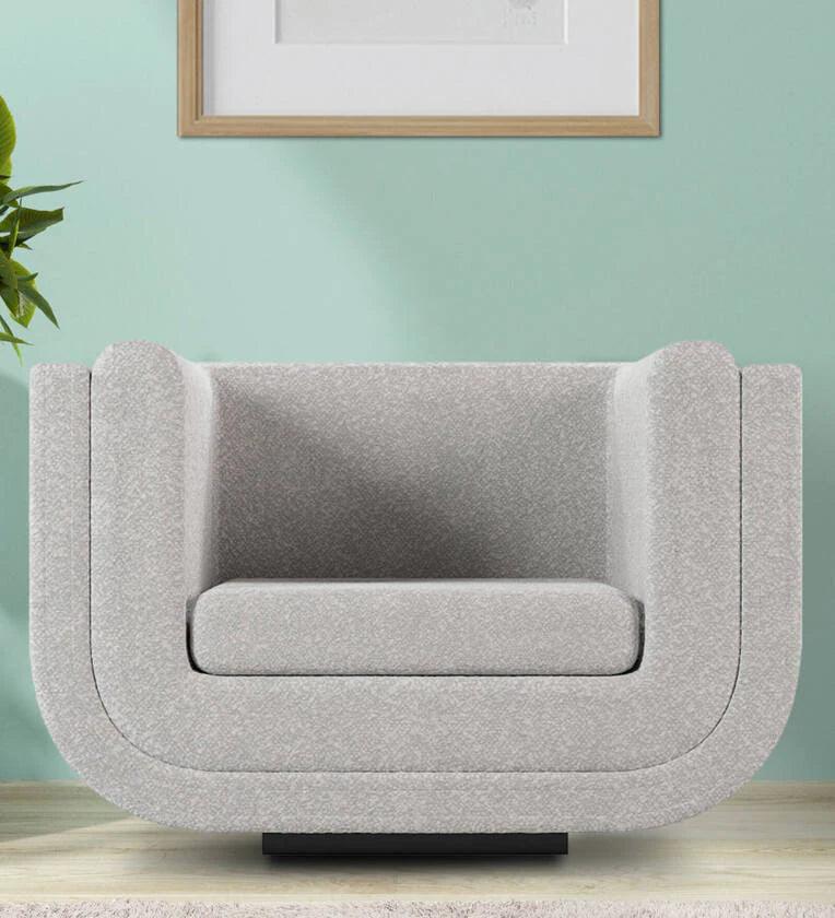 Fabric 1 Seater Sofa in White Colour - Ouch Cart 