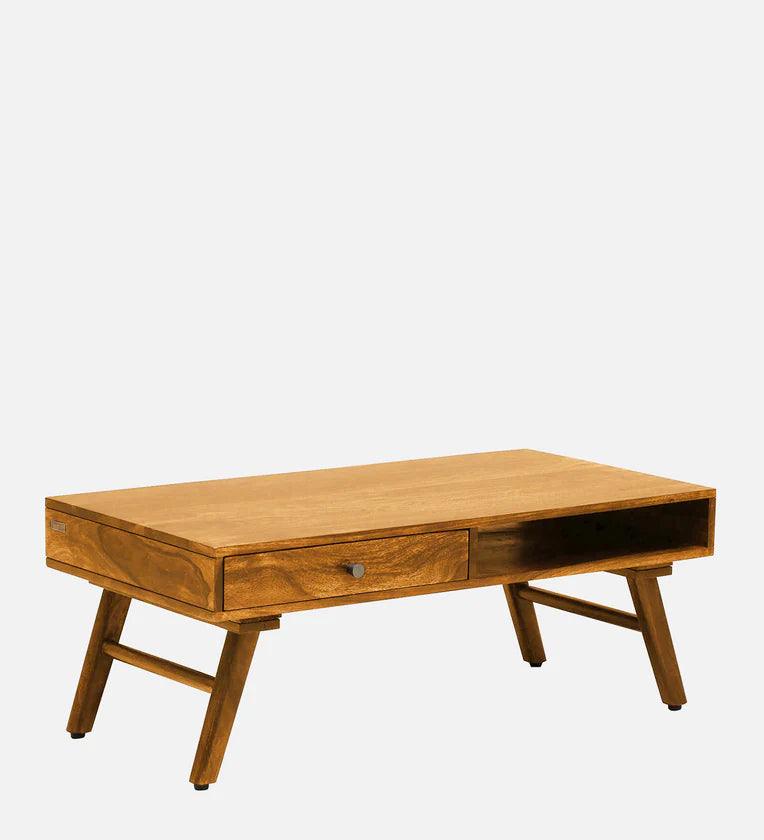 Sheesham Wood Coffee Table In Scratch Resistant Rustic Teak Finish - Ouch Cart 