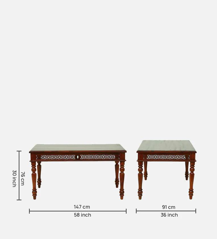 Sheesham Wood 6 Seater Dining Set In Scratch Resistant Honey Oak Finish - Ouch Cart 