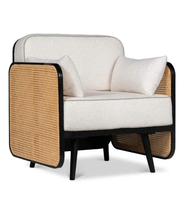 Havelock Fabric Arm Chair In Dual Finish - Ouch Cart 