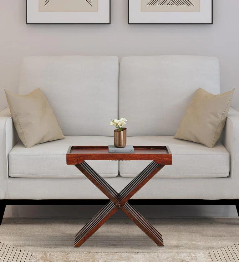 Solid Wood Coffee Table In Honey Oak Finish - Ouch Cart 