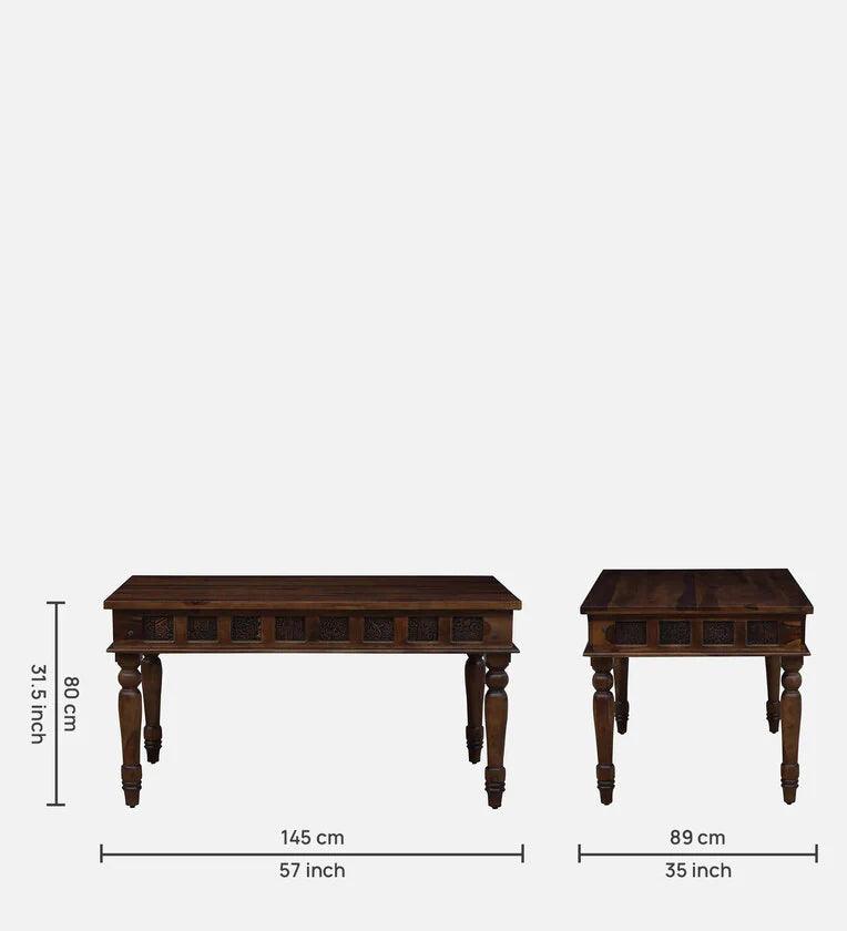 Sheesham Wood 6 Seater Dining Set In Scratch Resistant Provincial Teak Finish - Ouch Cart 