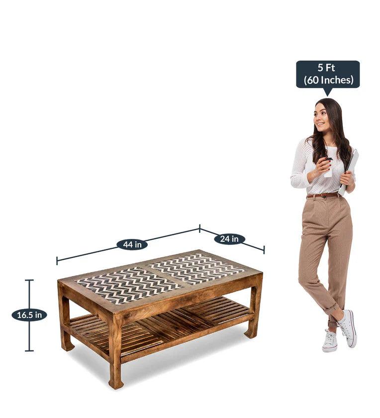 Maple Large Coffee Table In Teak & Paintco Walnut Finish - Ouch Cart 