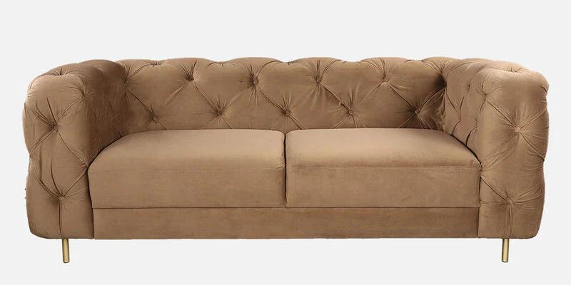 Velvet Fabric 2 Seater Sofa In Brown Colour - Ouch Cart 