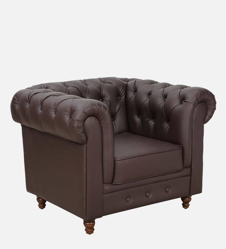 Leatherette 1 Seater Sofa In Dark Brown Colour - Ouch Cart 