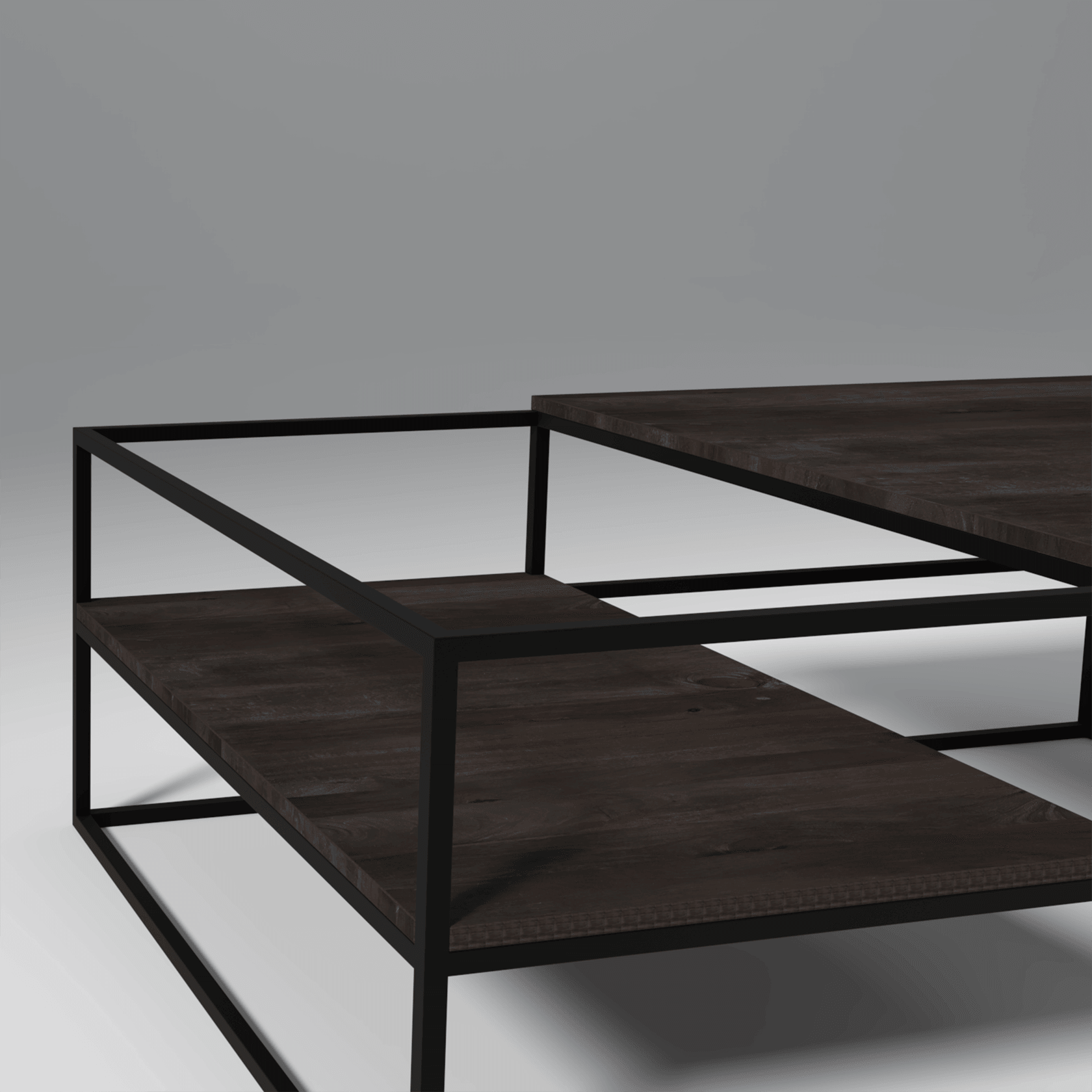 Becca Iron And Mango Wood Coffee Table In Dark Walnut