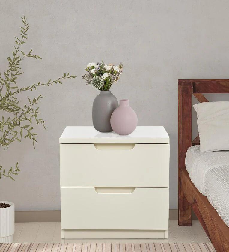 Bedside Table in White Colour - Ouch Cart 