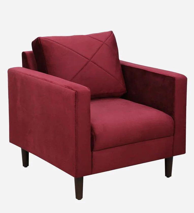 Velvet 1 Seater Sofa In Berry Red Colour - Ouch Cart 