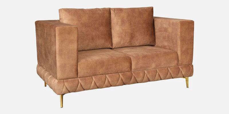 Velvet Fabric 2 Seater Sofa In Brown Colour - Ouch Cart 