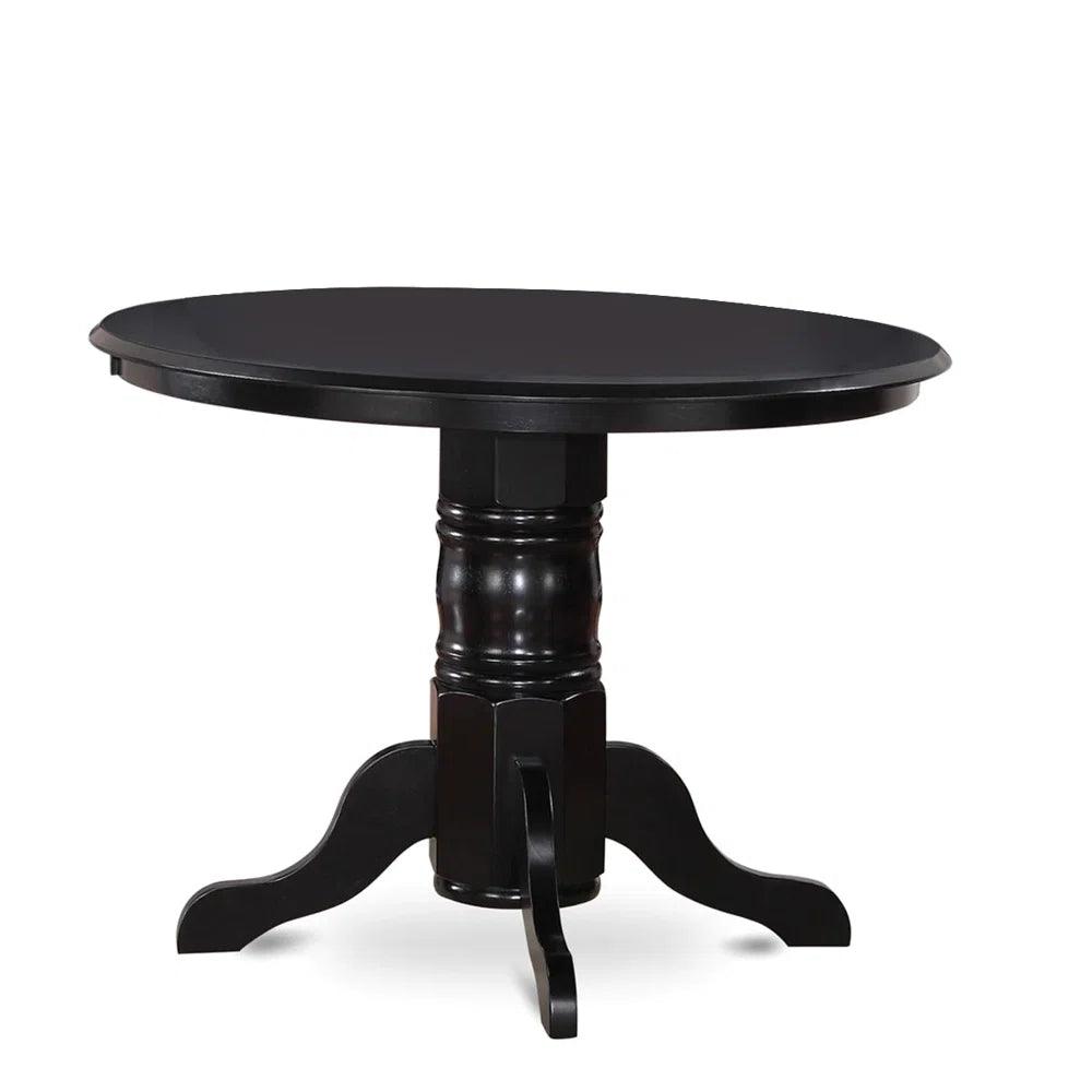 Table with Pedestal and 4 Parsons Chairs - Black Finish - Ouch Cart 