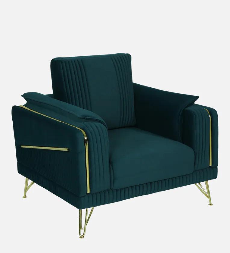 Velvet 1 Seater Sofa in Teal Blue Colour - Ouch Cart 