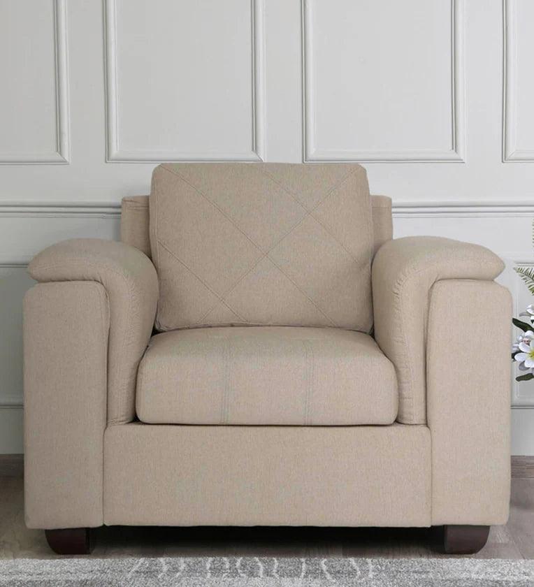 Fabric 1 Seater Sofa In Beige Colour - Ouch Cart 