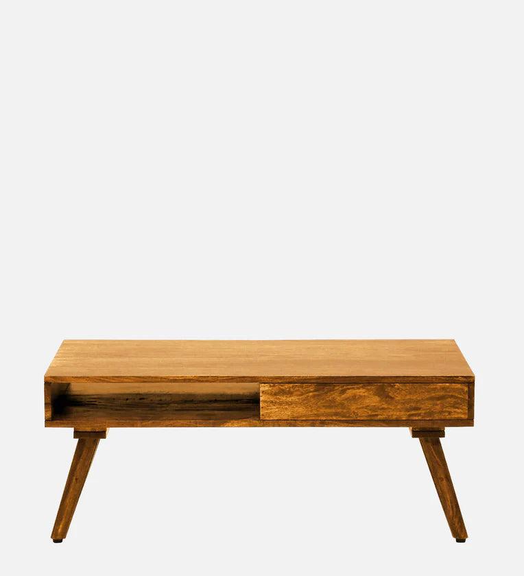 Sheesham Wood Coffee Table In Scratch Resistant Rustic Teak Finish - Ouch Cart 