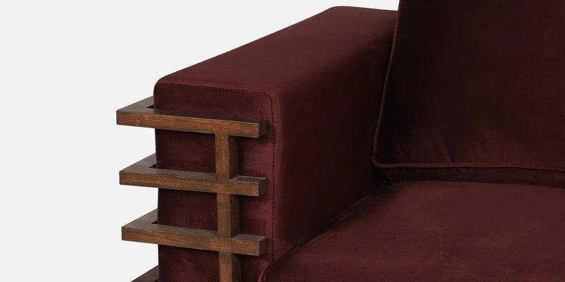 Solid Wood 3 Seater Sofa In Wine Red Colour - Ouch Cart 