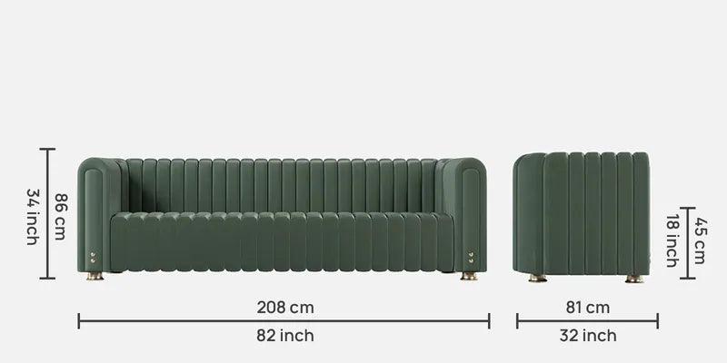 Leatherette 3 Seater Sofa in Sage Green Colour - Ouch Cart 