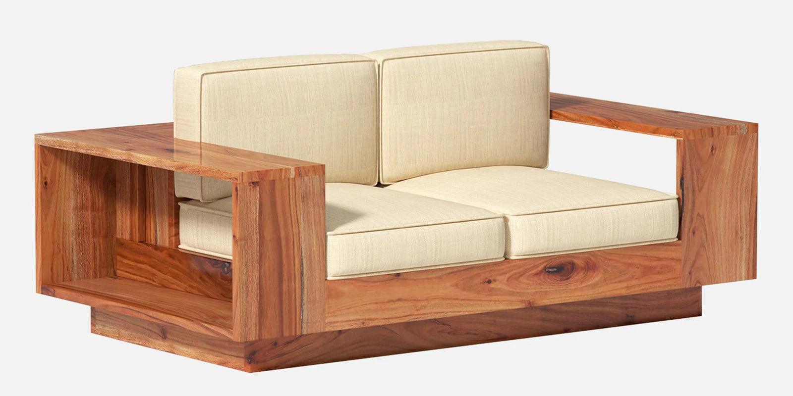 Solid Wood 2 Seater Sofa In Light Reddish Honey Finish - Ouch Cart 