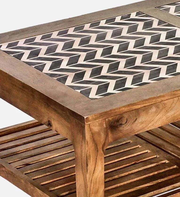 Maple Large Coffee Table In Teak & Paintco Walnut Finish - Ouch Cart 