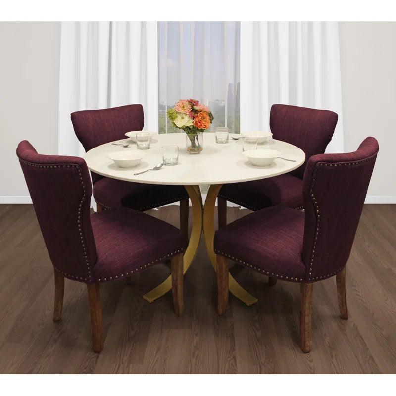 5 - Piece Marble Top Pedestal Dining Set - Ouch Cart 