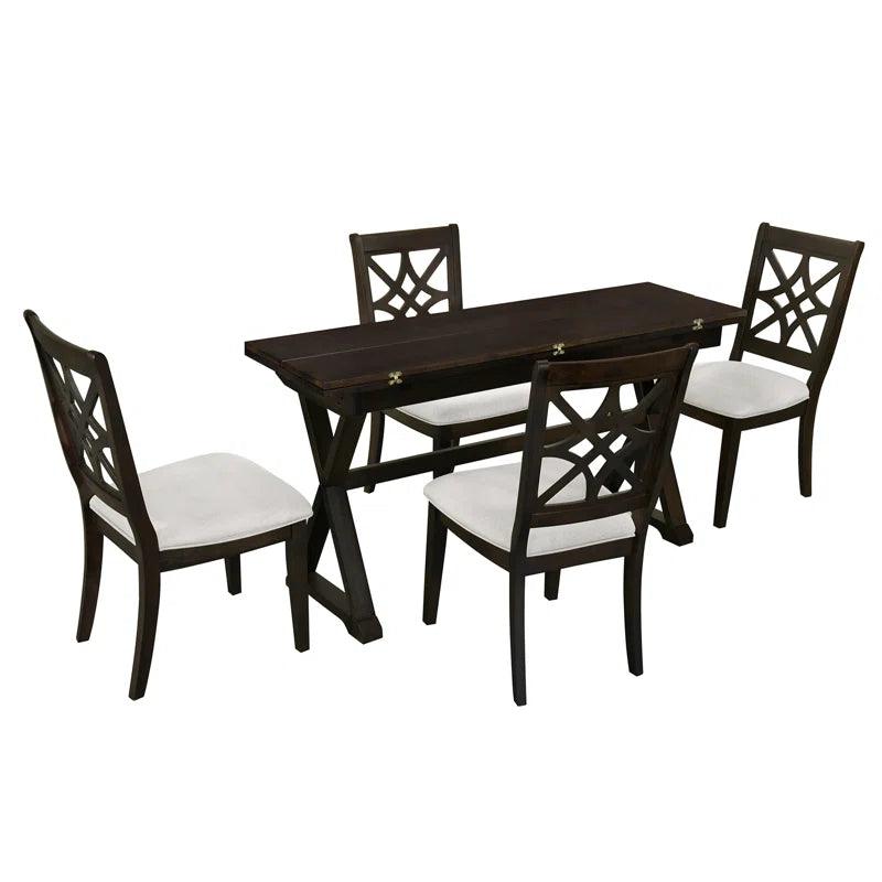 5 - Piece Solid Wood Top Trestle Dining Set - Ouch Cart 