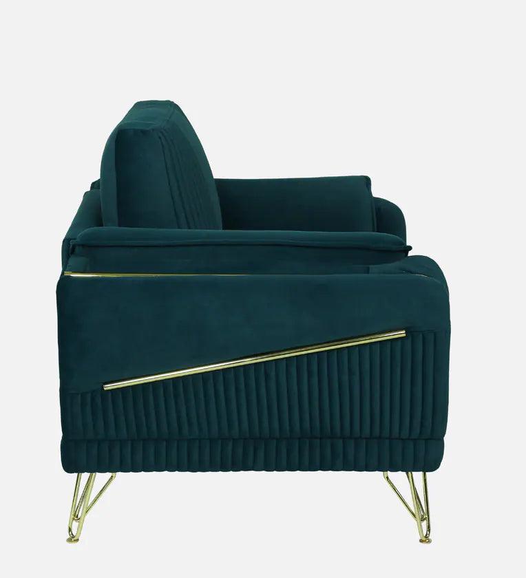 Velvet 1 Seater Sofa in Teal Blue Colour - Ouch Cart 