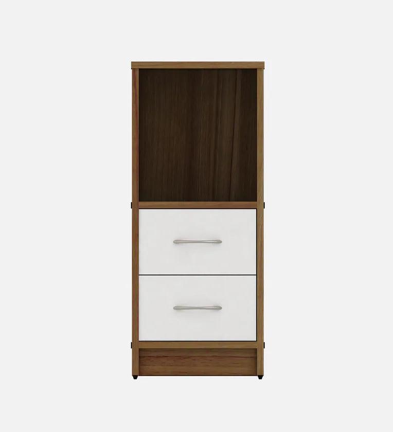 Bedside Table in Lyon Teak & White Finish With 2 Drawers - Ouch Cart 