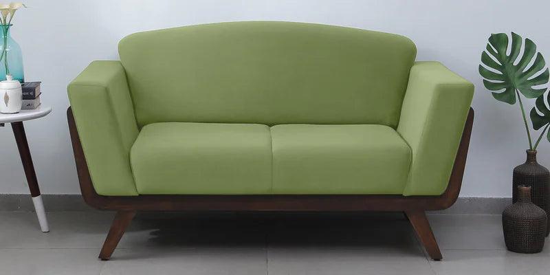 Solid Wood 2 Seater Sofa In Yellow Colour - Ouch Cart 