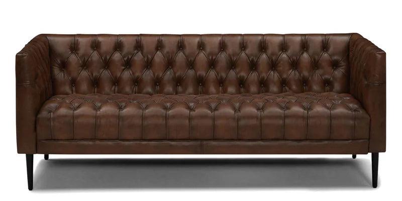 Leatherette 3 Seater Sofa In Brown Colour - Ouch Cart 