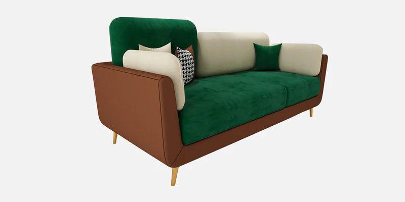 Velvet 3 Seater Sofa in Green & Beige Colour - Ouch Cart 