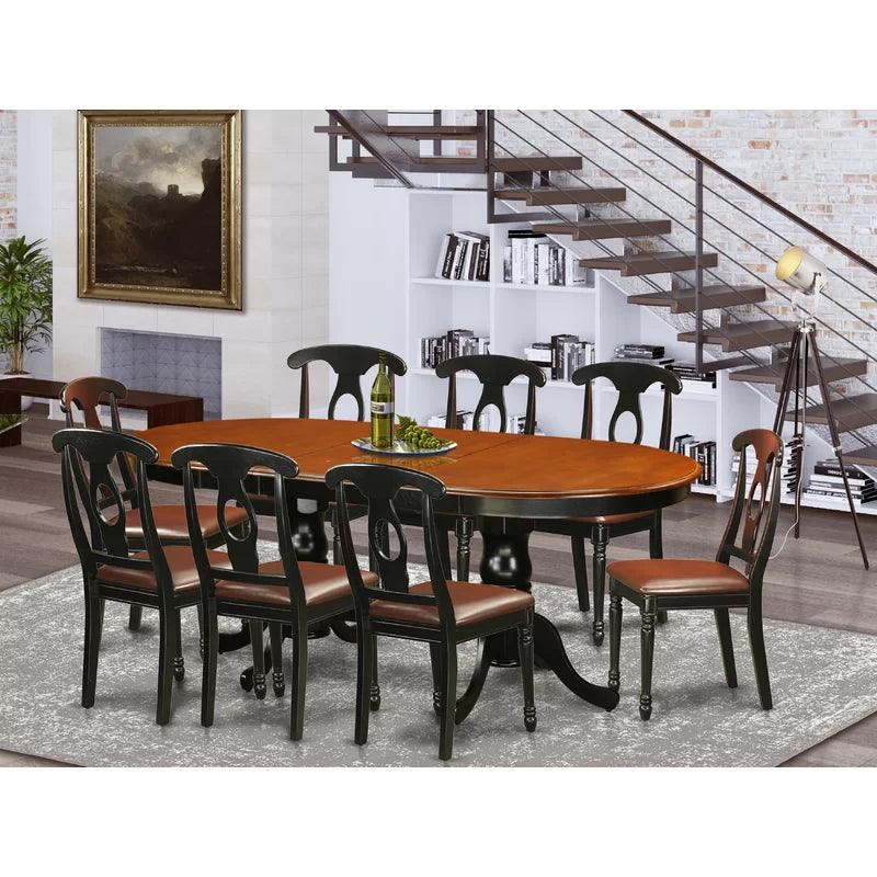 9 - Piece Extendable Solid Wood Double Pedestal Dining Set - Ouch Cart 