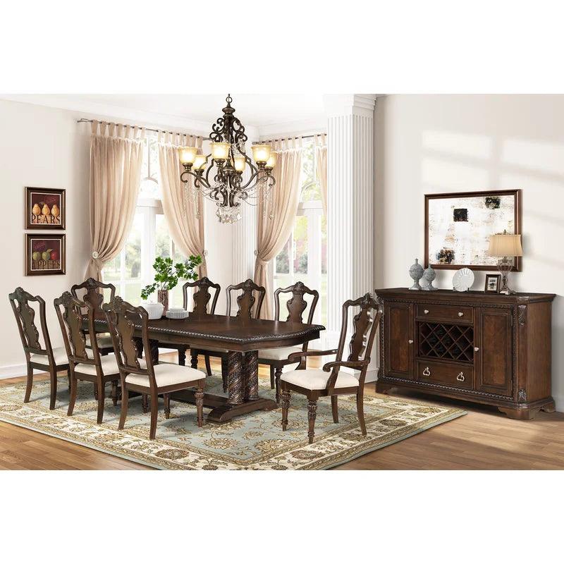 7 PC Dining Set W/ Expandable Trestle Table - Ouch Cart 