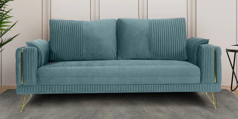 Velvet 3 Seater Sofa in Teal Blue Colour - Ouch Cart 