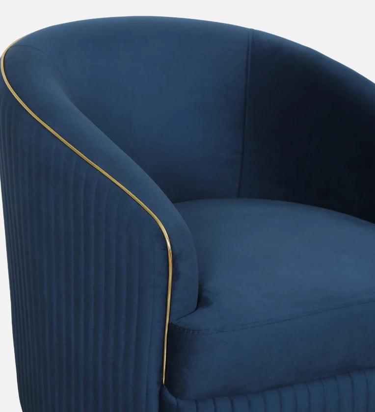 Velvet 1 Seater Sofa In Blue Colour - Ouch Cart 