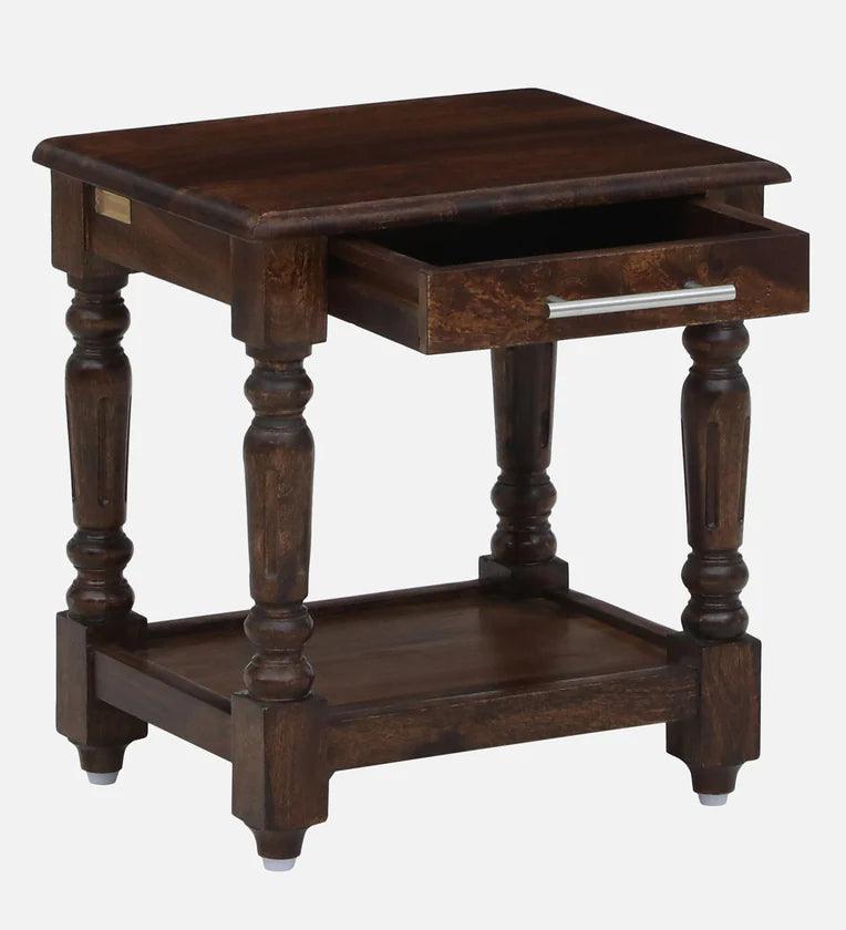 Sheesham Wood Nightstand In Provincial Teak Finish - Ouch Cart 