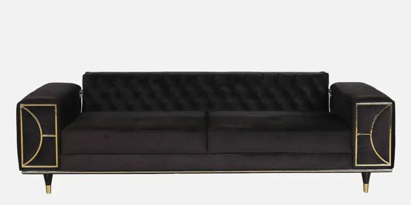 Velvet 3 Seater Sofa In Black Colour with Adjustable Back rest - Ouch Cart 