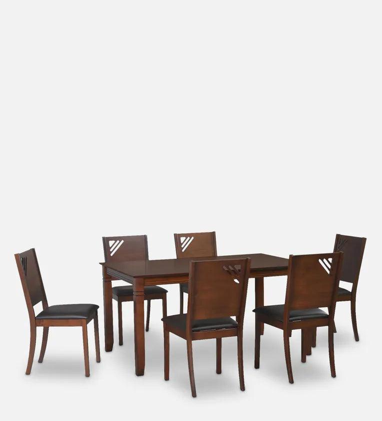 6 Seater Dining Set in Walnut Finish - Ouch Cart 