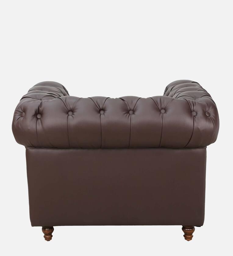 Leatherette 1 Seater Sofa In Dark Brown Colour - Ouch Cart 