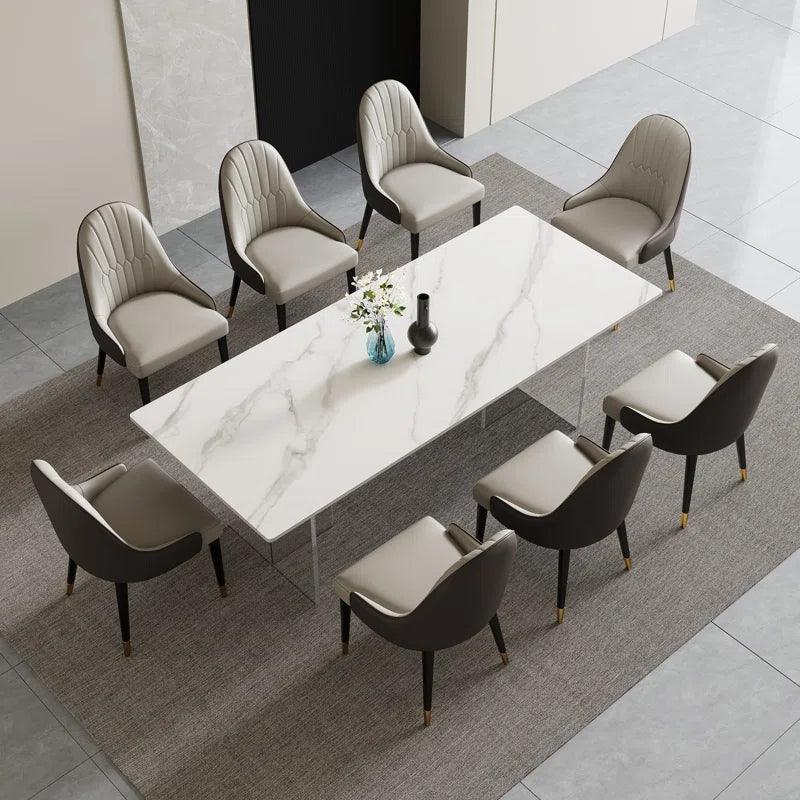 9 - Piece Marble Top Pedestal Dining Set - Ouch Cart 