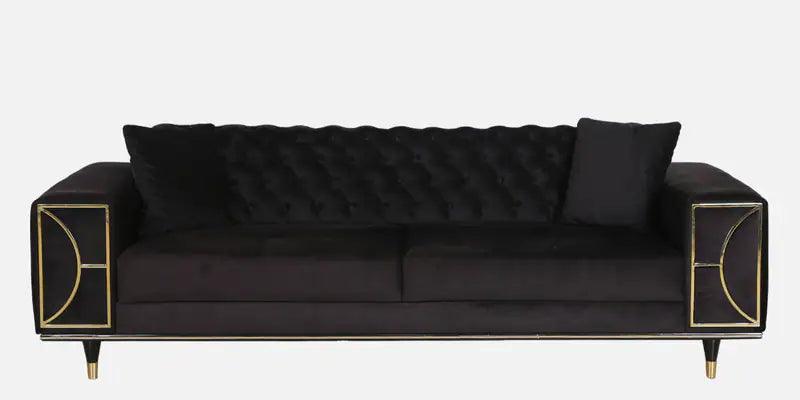 Velvet 3 Seater Sofa In Black Colour with Adjustable Back rest - Ouch Cart 