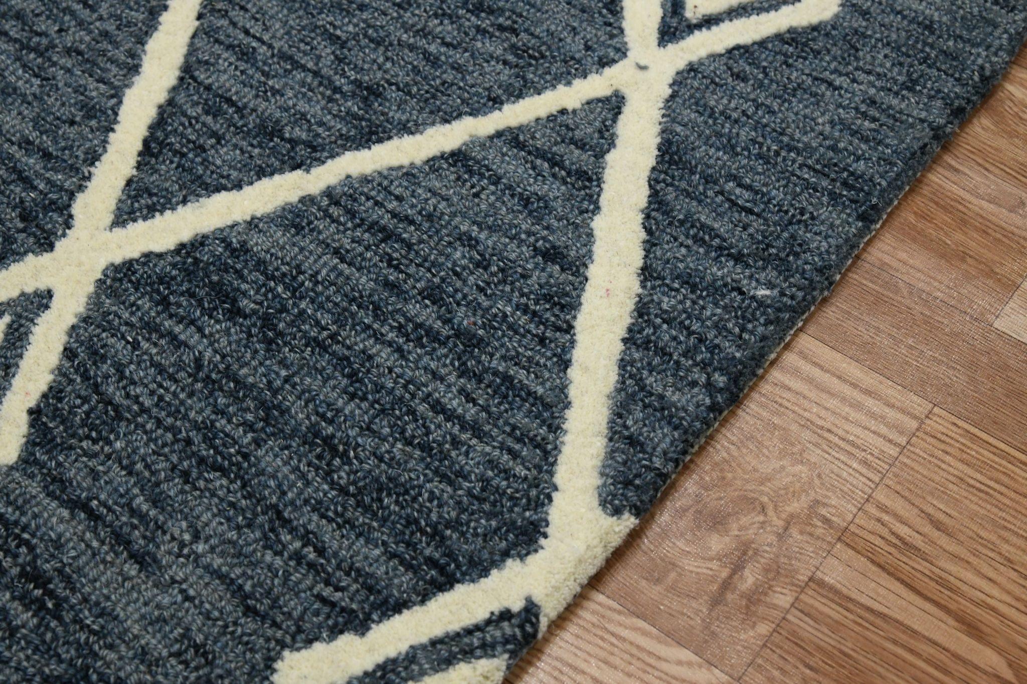 Navy Wool Vista 4x6 Feet Hand-Tufted Carpet - Rug - Ouch Cart 