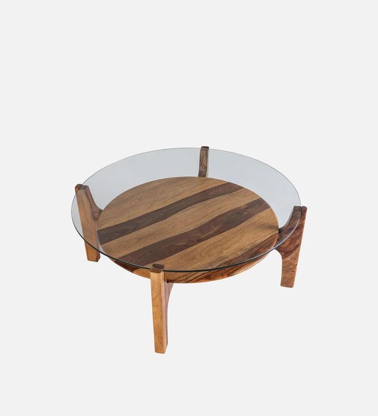 Sheesham Wood Coffee Table In Natural Teak Colour - Ouch Cart 