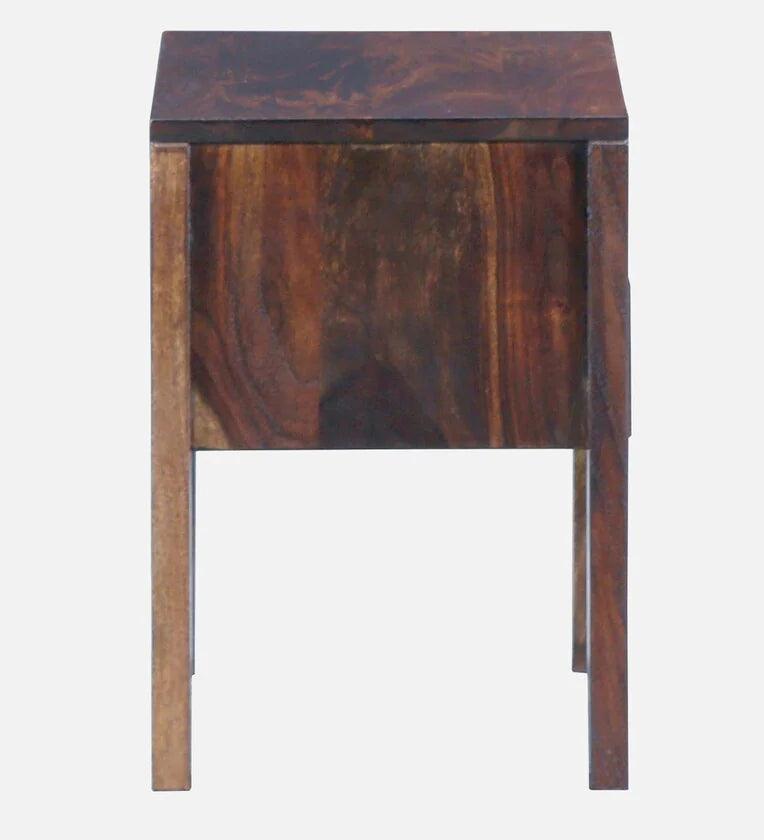 Sheesham Wood Bedside Table in Scratch Resistant Provincial Teak Finish With Drawers - Ouch Cart 